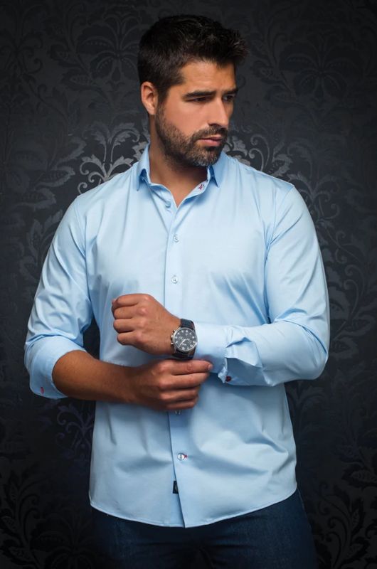 H Chemise manches longues AU NOIR Alexander - Bleu pâle