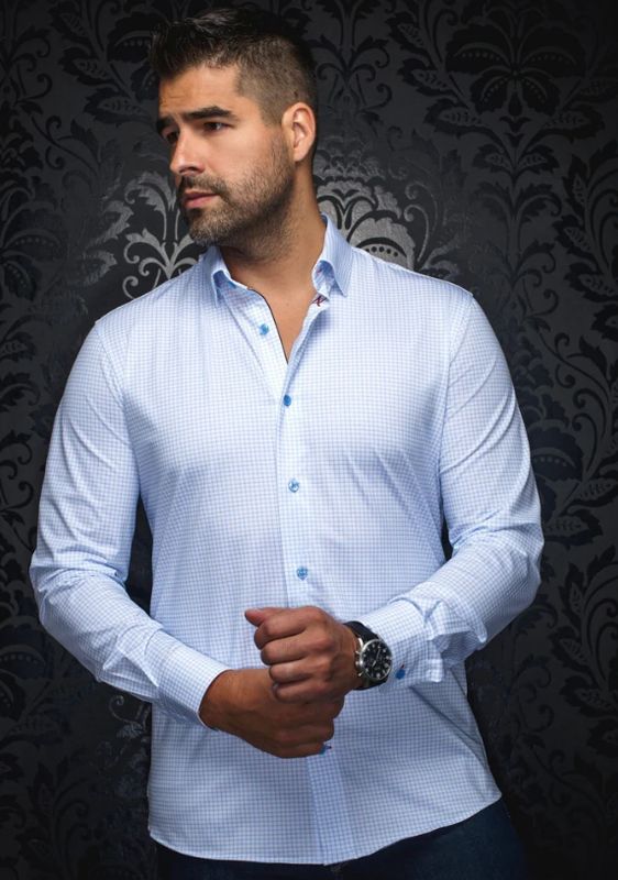 H Chemise manches longues AU NOIR Alexander WPC - Bleu pâle