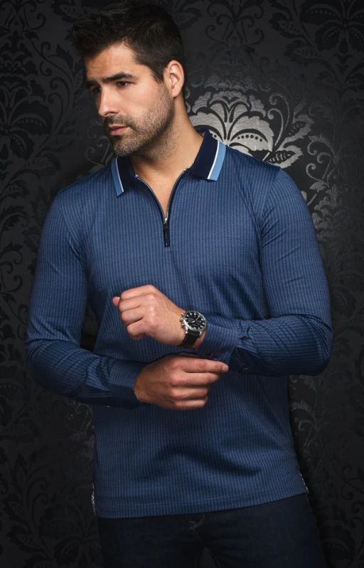 H Polo manches longues AU NOIR Federico - Marine