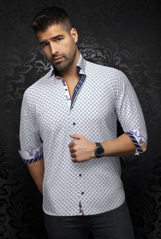 H Chemise manches longues AU NOIR Bosco - White/Multi