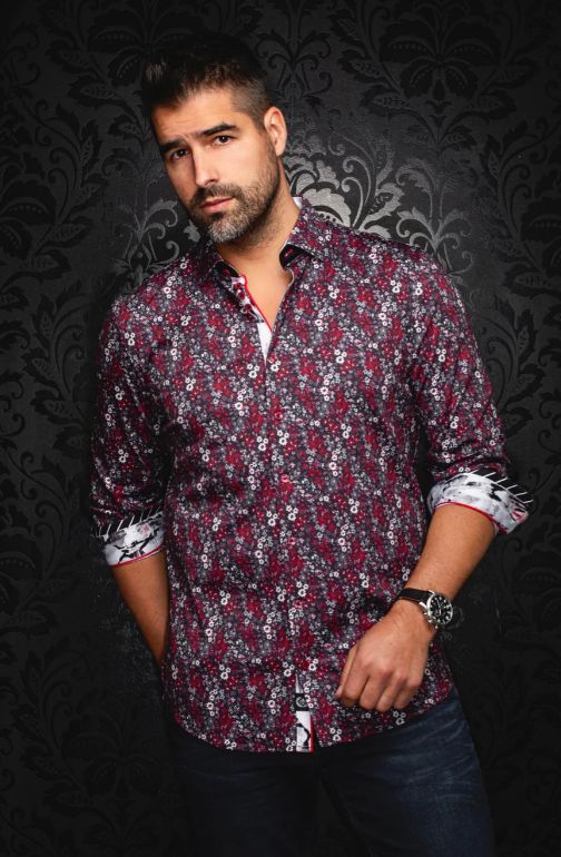 H Chemise manches longues AU NOIR Bloom - Red