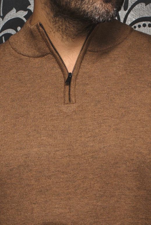 H Chandail 1/2 zip manches longues AU NOIR Mesta - Camel