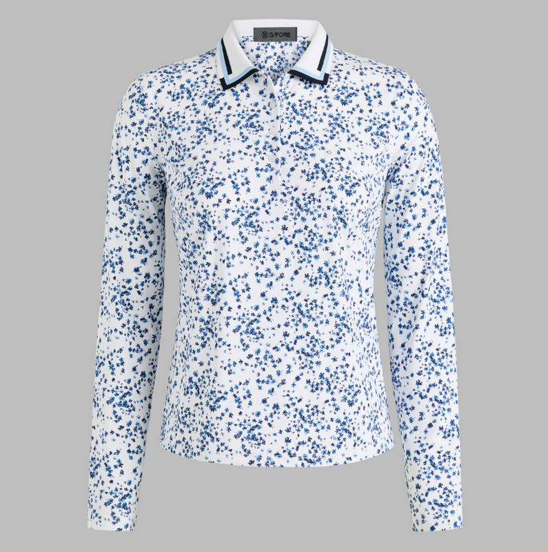 F Polo manches longues G/FORE GLP000113 - Snow/Twilight