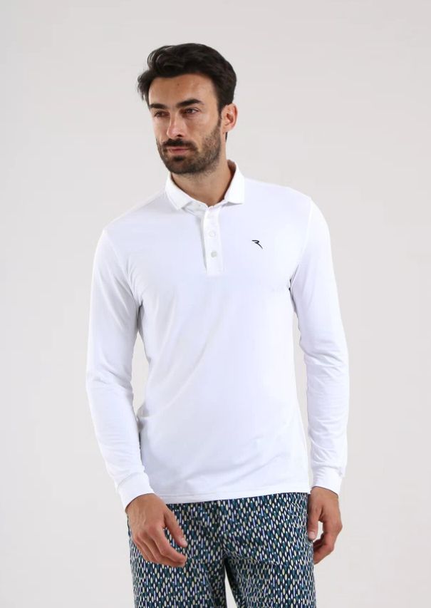 H Polo manches longues CHERVÒ Attiva - Blanc