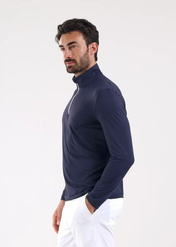 H Chandail 1/2 zip CHERVÒ Terry - Blu