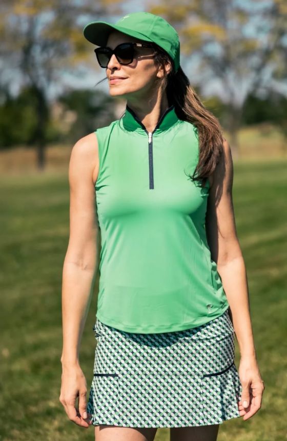 F Polo sans manche GOLFTINI SLNP26GR - Green/Navy