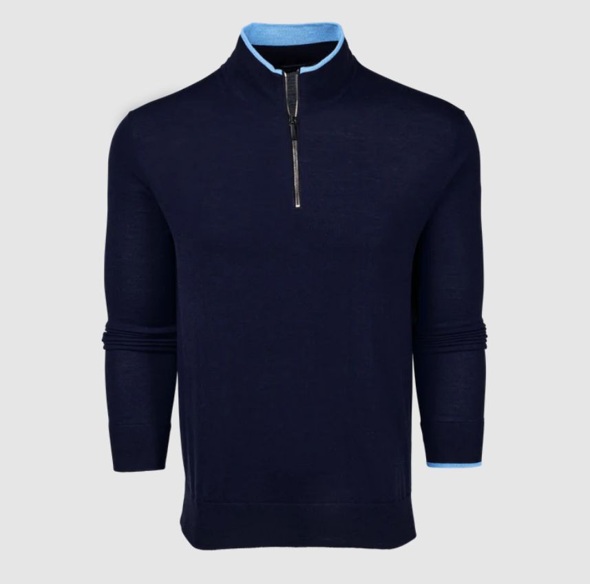 H Chandail 1/2 zip GREYSON Saratoga Quarter - Maltese Blue