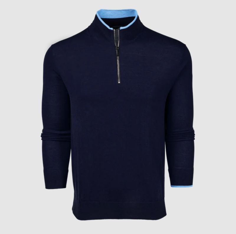 H Chandail 1/2 zip GREYSON Saratoga Quarter - Maltese Blue