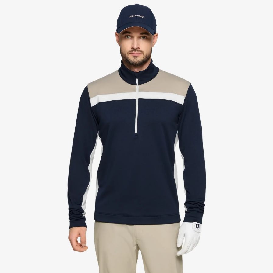 H Chandail 1/2 zip GALVIN GREEN Dean - Sand/Navy