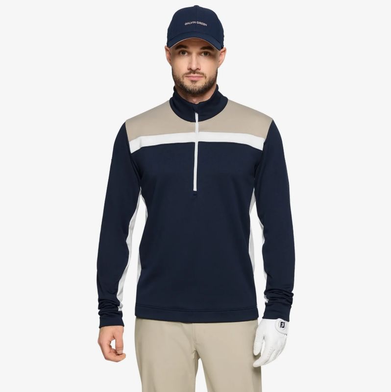 H Chandail 1/2 zip GALVIN GREEN Dean - Sand/Navy