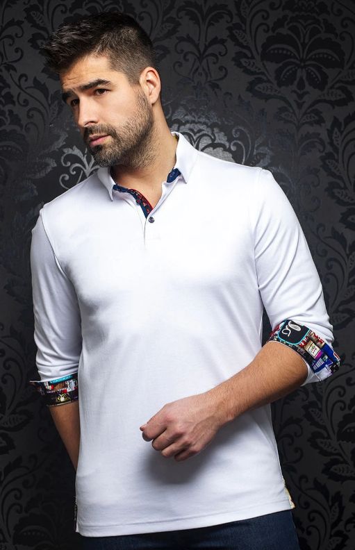 H Polo manches longues AU NOIR Falcon - Blanc
