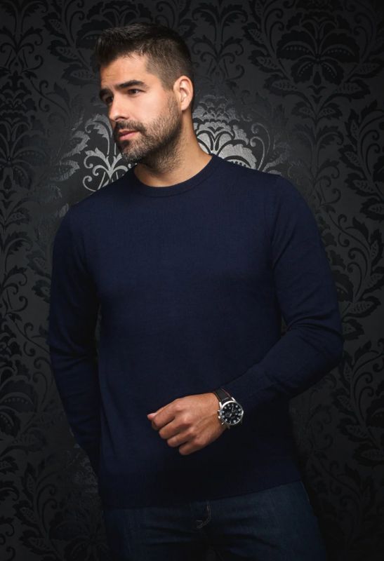 H Chandail 1/2 zip AU NOIR Marini - Navy