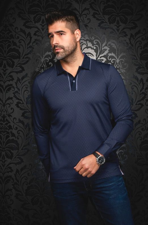 H Polo manches longues AU NOIR Kant - Navy
