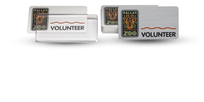 1 .5" x 3" Reusable Metal Name Tag , Clear Cover, Logo Only