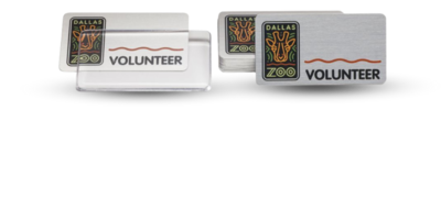 1 .5 1 .5" x 3" Reusable Metal Name Tag , Clear Cover, Logo Only