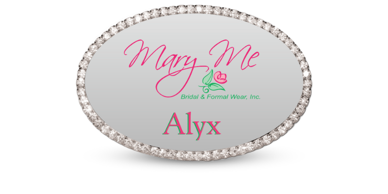 1 3/4" x 2 3/4" Silver Oval Bling Name Tag