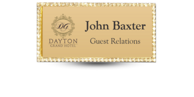 1.5 1.5" x 3" Gold Rectangle Bling Name Tag