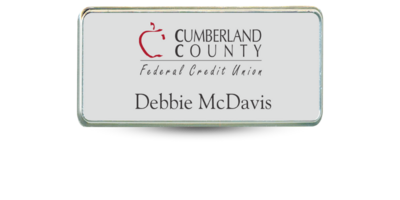 1 1/2 1 1/2" x 3" Silver Name Tag with Metal Frame