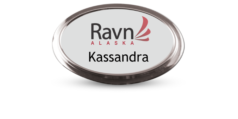 1 3/4" x 2 3/4" Silver Oval Metal Name Tag with Executive Frame