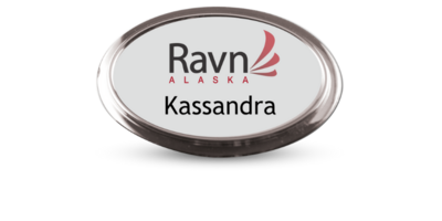 1 3/4 1 3/4" x 2 3/4" Silver Oval Metal Name Tag with Executive Frame