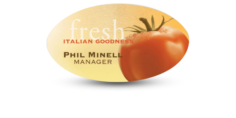 1 1/2" x 3" Plastic Oval Shaped Name Tag w/ Full Color Printing