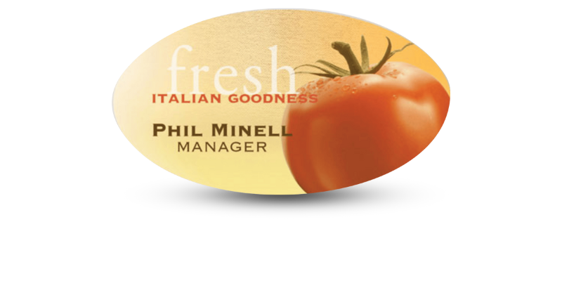 1 1/2" x 3" Plastic Oval Magnetic Name Tag Full Color