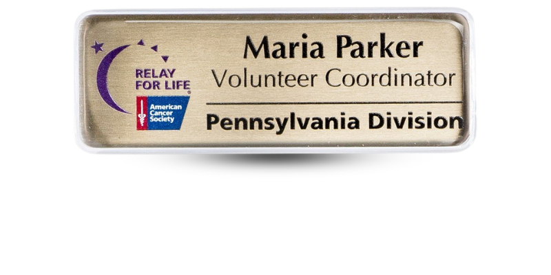 1" x 3" Metal Name Tag With Clear Protective Cover and Logo