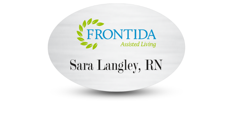 1 1/2" x 3" oval Senior Care Name Tags