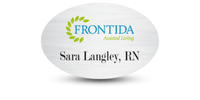 1 1/2" x 3" oval Senior Care Name Tags