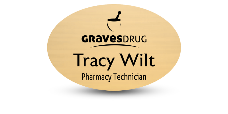 1 1/2" x 3" Oval Pharmacy Name Tags