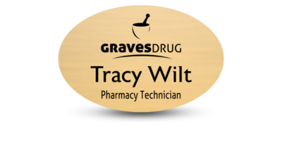1 1/2 1 1/2" x 3" Oval Pharmacy Name Tags