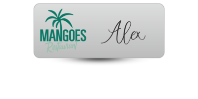 1 1/4 1 1/4" x 3" Restaurant Name Tag