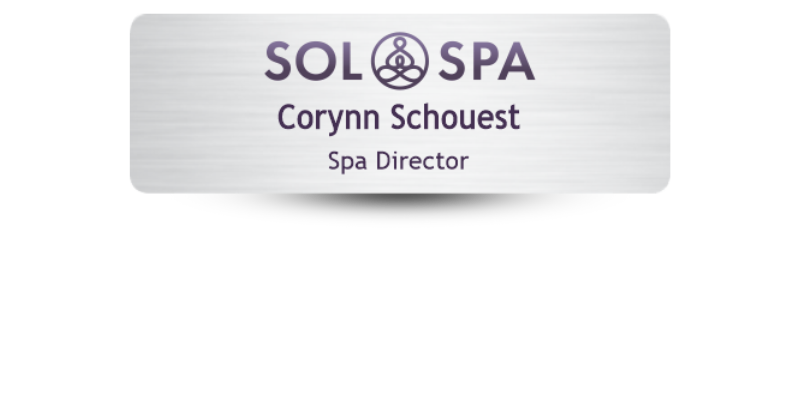 Sol Spa Metal Name Tag with Magnetic Backing