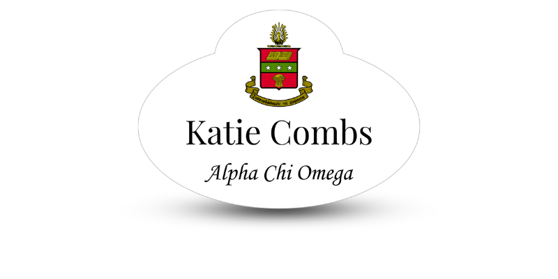 Unique Fancy Shape Alpha Chi Omega Name Tag - Part #164