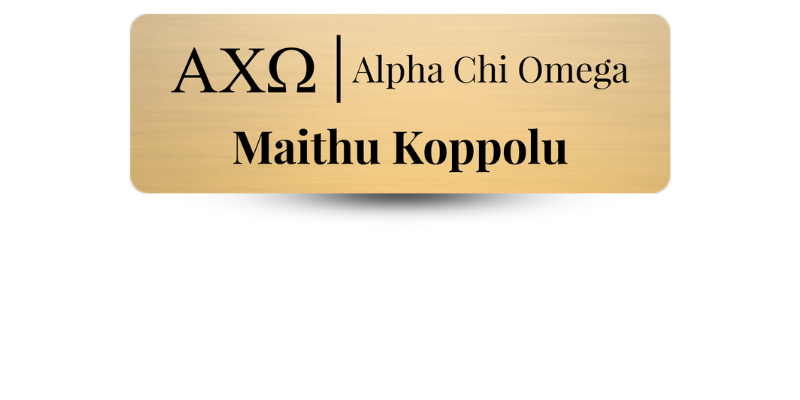 1" x 3" Alpha Chi Omega Name Tag - Part #171