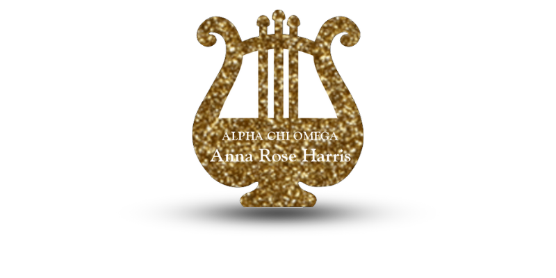 Unique Glitter Lyre Shaped Alpha Chi Omega Name Tag - Part #1117G