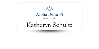 1.25 1.25" x 3" Alpha Delta Pi Name Tag - Part #356