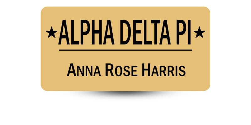 1.5" x 3" Alpha Delta Pi Name Tag - Part #359