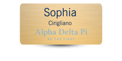 1.5 1.5" x 3" Alpha Delta Pi Name Tag - Part #363