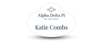 Unique Shape Alpha Delta Pi Name Tag - Part #365