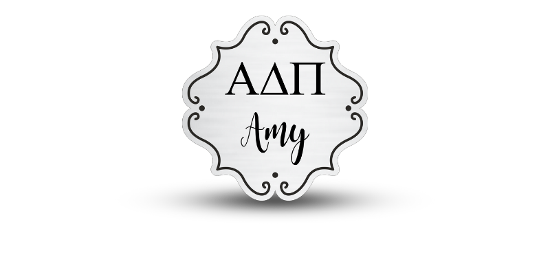 Custom Shape Alpha Delta Pi Name Tag - Part #366