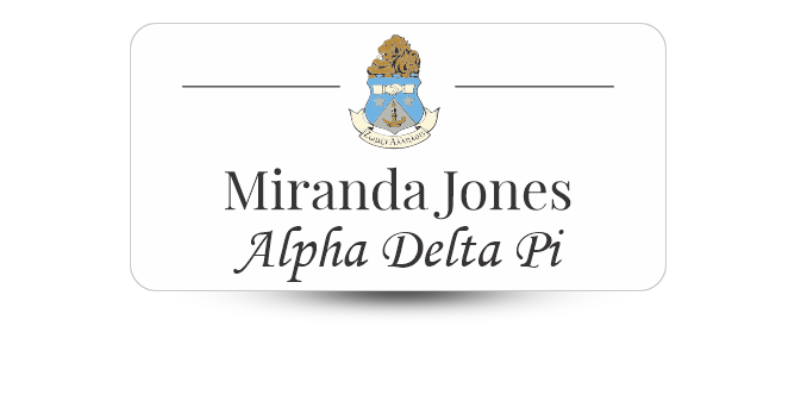 1.5" x 3" Alpha Delta Pi Name Tag - Part #1202
