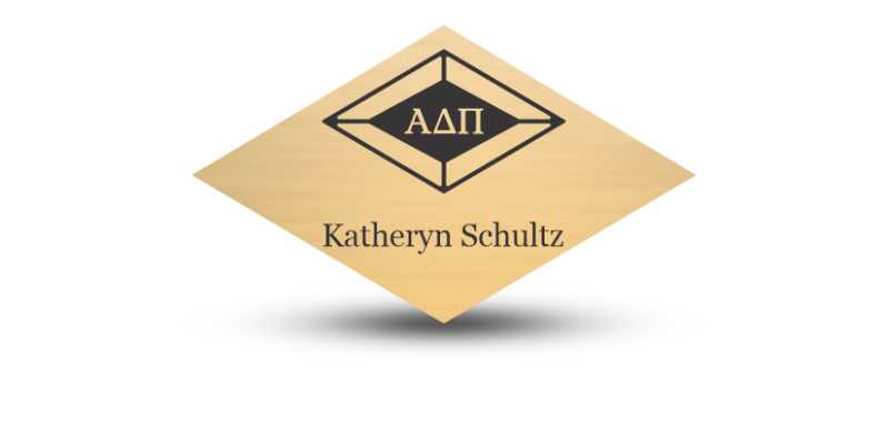 Custom Diamond Shape Alpha Delta Pi Name Tag - Part #364-D