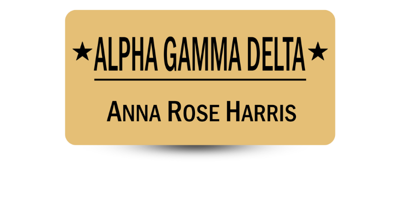 1.25" x 3" Alpha Gamma Delta Name Tag - Part #384