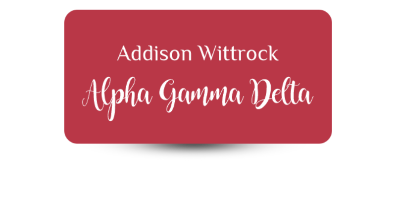 1.5" x 3" Alpha Gamma Delta Name Tag - Part #1163