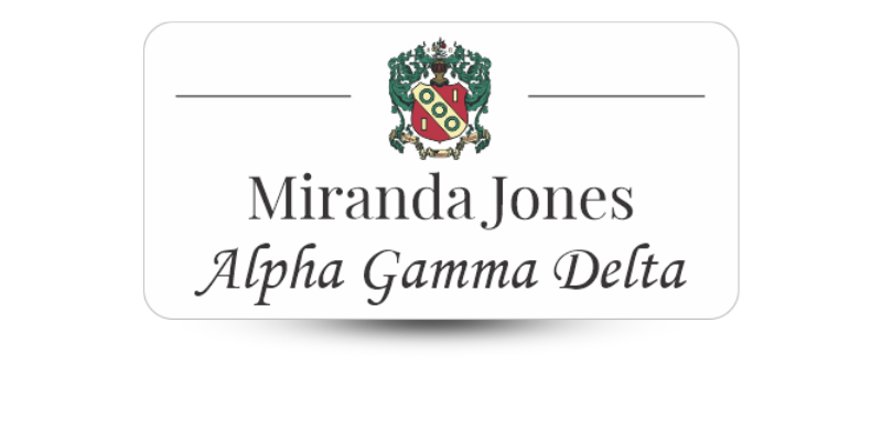 1.5" x 3" Alpha Gamma Delta Name Tag - Part #1204