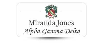1.5" x 3" Alpha Gamma Delta Name Tag - Part #1204