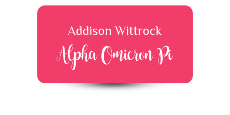 1.5" x 3" Alpha Omicron Pi Name Tag - Part #1164