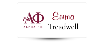 1.5 1.5" x 3" Alpha Phi Name Tag - Part #410
