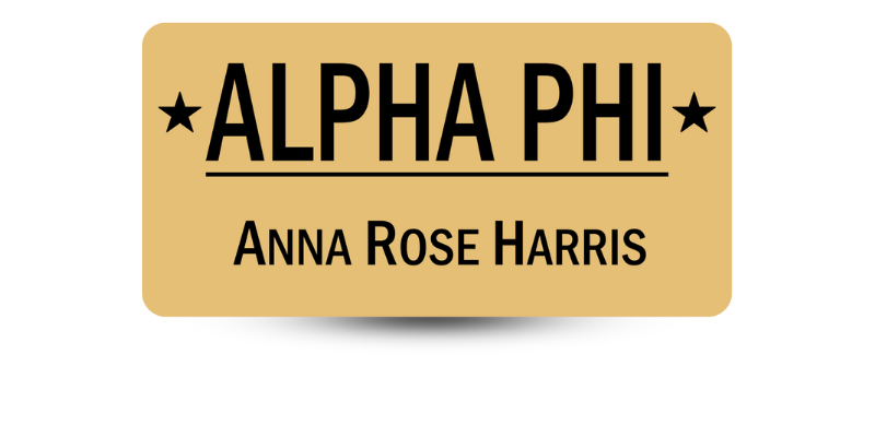 1.5" x 3" Alpha Phi Name Tag - Part #411